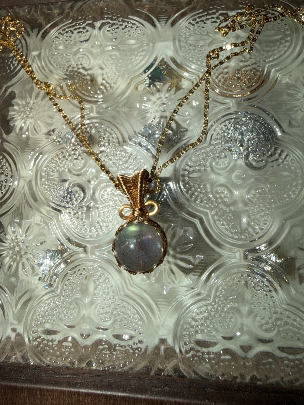NEW dainty 14k yellow gold fill natural laboradorite sphere pendant wire wrapped